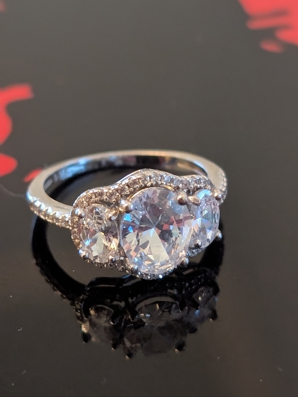 Classic Three-Stone Silver CZ Ring - Clear Crystal
